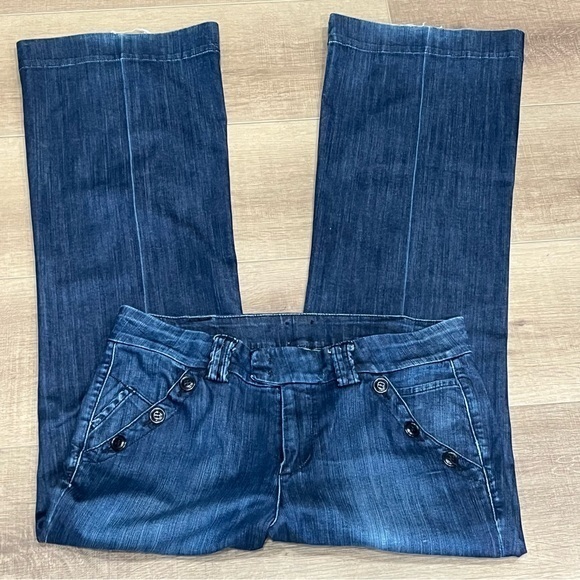 Lucky Brand Sailor Moon Wide Leg High Rise Blue Jeans‎ Flared 36x33 USA Stretch - Picture 4 of 11